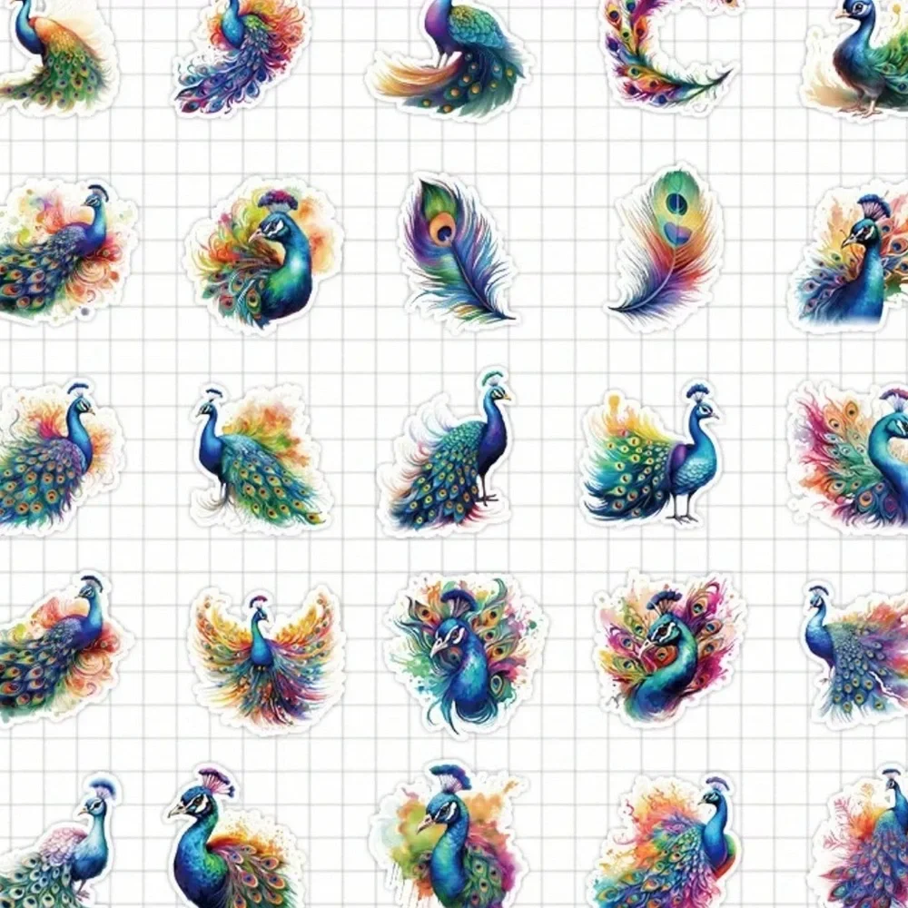 DIY Peacock Themed Individual Shaped Stickers, Set of 50 (no 2 alike)